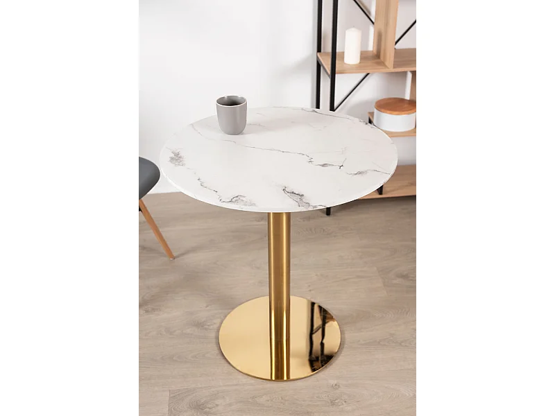 Mesas Auxiliares - Mesa Firro Redonda 70cm Golden - Blanco