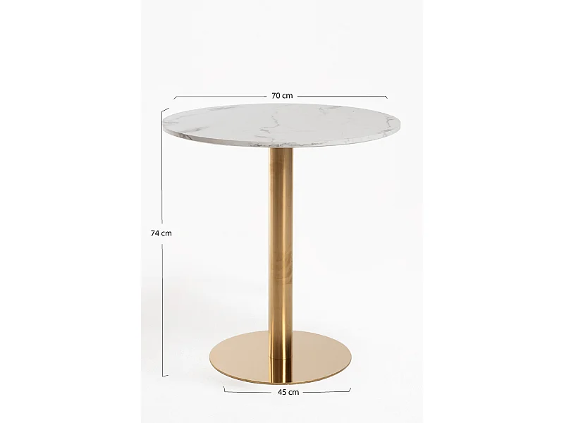 Mesas Auxiliares - Mesa Firro Redonda 70cm Golden - Blanco