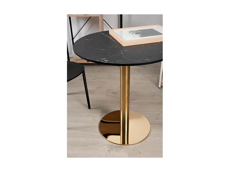 Mesas Auxiliares - Mesa Firro Redonda 70cm Golden - Negro