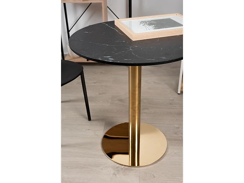 Mesas Auxiliares - Mesa Firro Redonda 70cm Golden - Negro