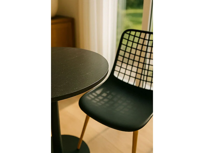 Mesas Auxiliares - Mesa Firro Redonda 70cm Negra - Negro