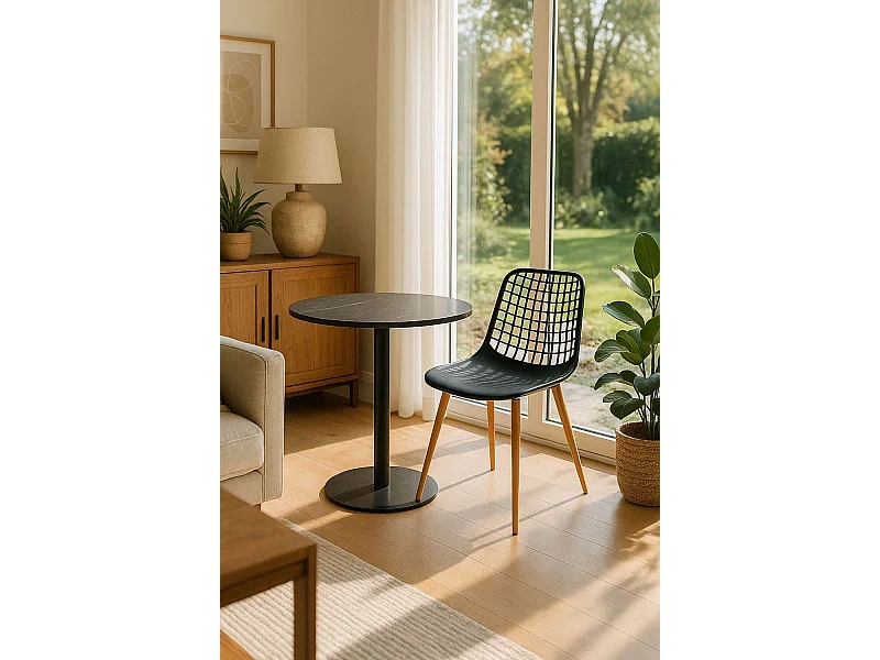 Mesas Auxiliares - Mesa Firro Redonda 70cm Negra - Negro