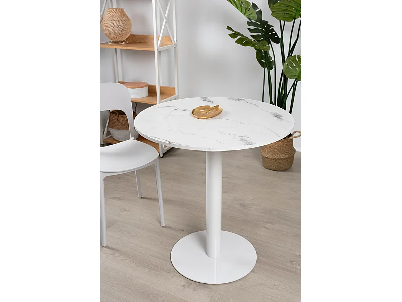 Mesas Auxiliares - Mesa Firro Redonda 70cm Blanca - Blanco