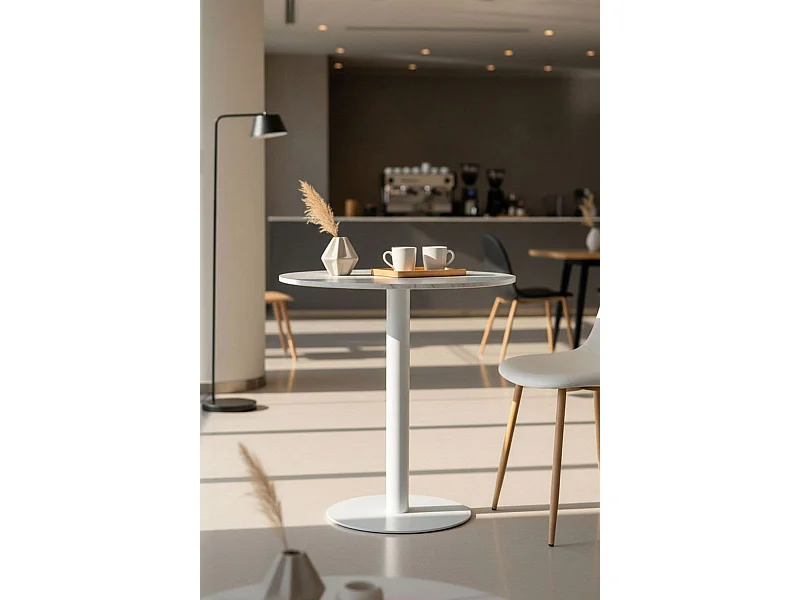 Mesas Bar - Mesa Firro Redonda 70cm Blanca - Blanco