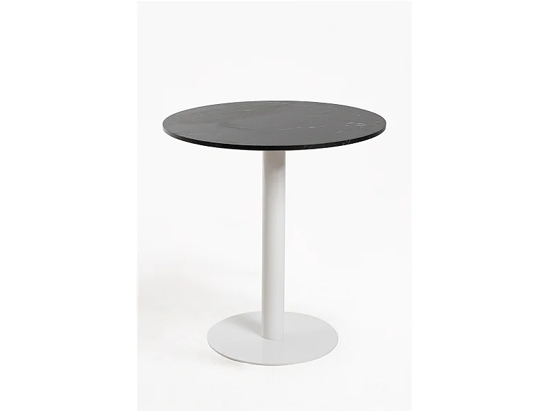 Mesas Auxiliares - Mesa Firro Redonda 70cm Blanca - Negro