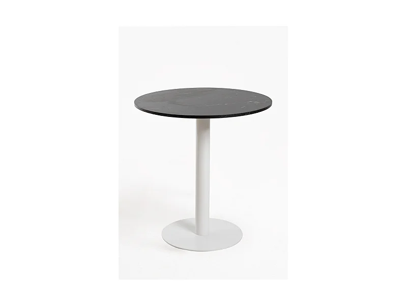 Mesas Auxiliares - Mesa Firro Redonda 70cm Blanca - Negro