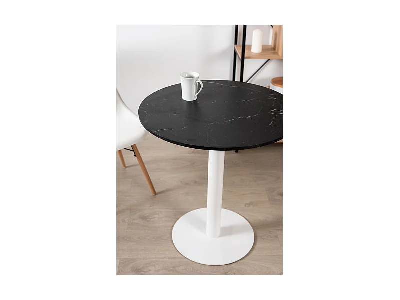 Mesas Auxiliares - Mesa Firro Redonda 70cm Blanca - Negro