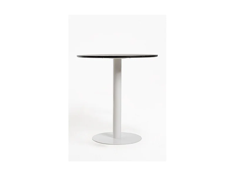 Mesas Auxiliares - Mesa Firro Redonda 70cm Blanca - Negro