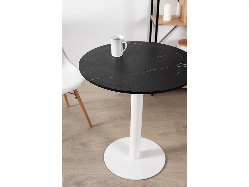 Mesas Auxiliares - Mesa Firro Redonda 70cm Blanca - Negro