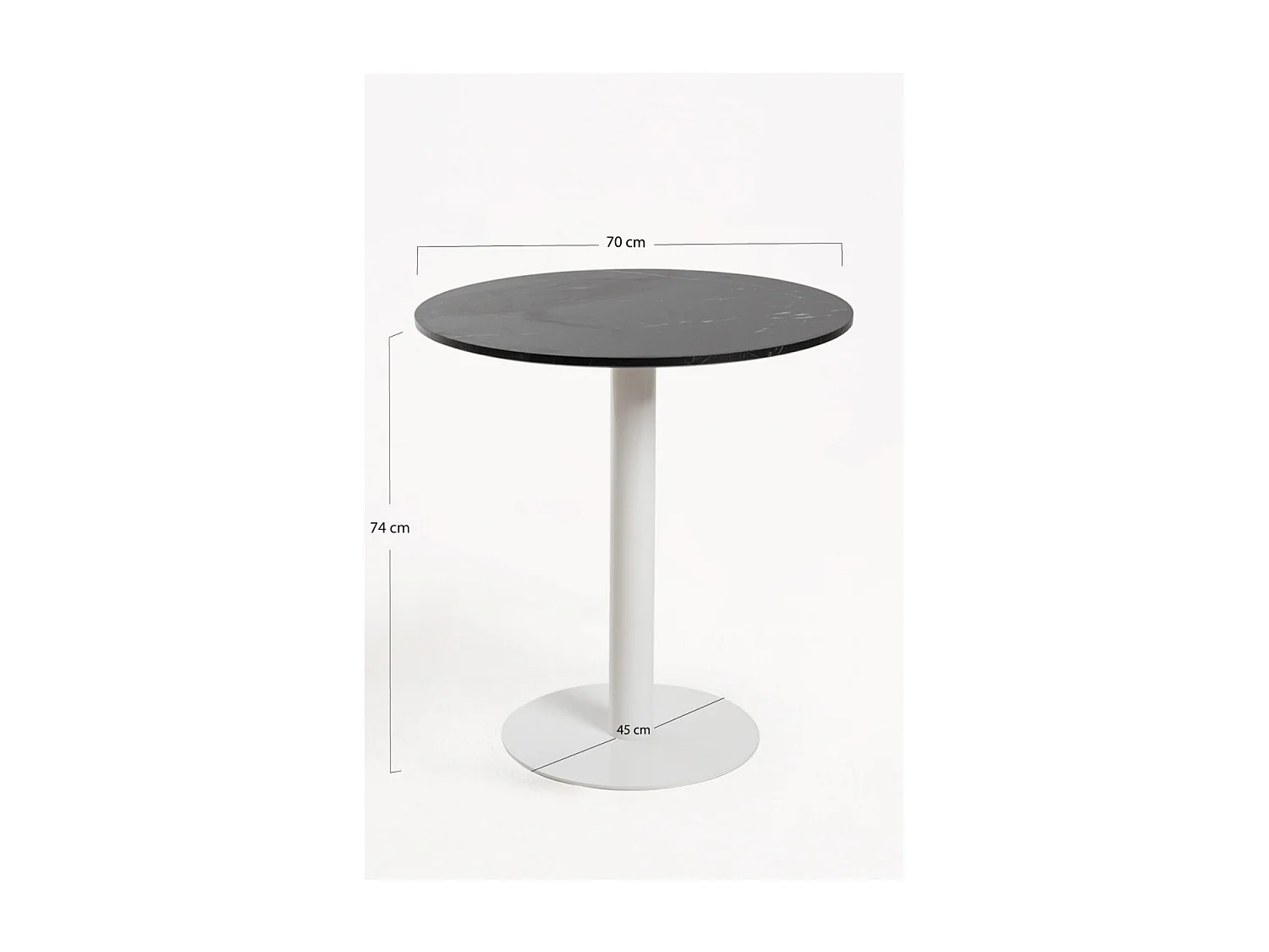 Mesas Auxiliares - Mesa Firro Redonda 70cm Blanca - Negro