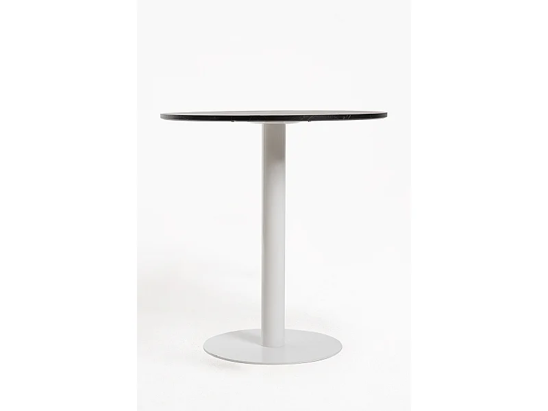 Mesas Auxiliares - Mesa Firro Redonda 70cm Blanca - Negro