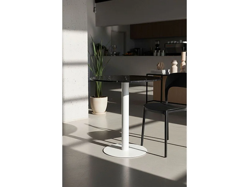 Mesas Bar - Mesa Firro Redonda 70cm Blanca - Negro