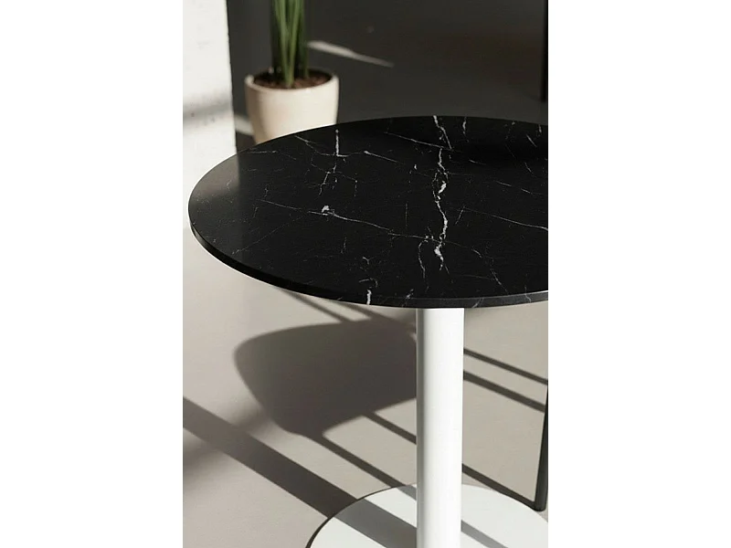 Mesas Bar - Mesa Firro Redonda 70cm Blanca - Negro