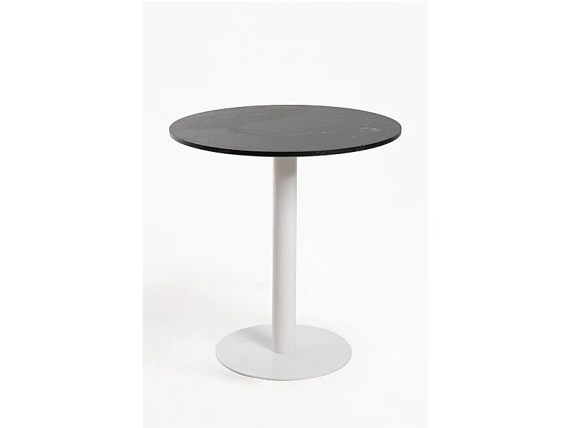 Mesas Bar - Mesa Firro Redonda 70cm Blanca - Negro