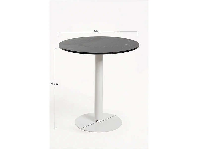 Mesas Bar - Mesa Firro Redonda 70cm Blanca - Negro