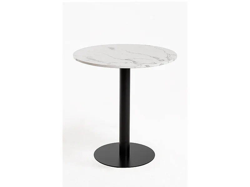 Mesas Auxiliares - Mesa Firro Redonda 70cm Negra - Blanco