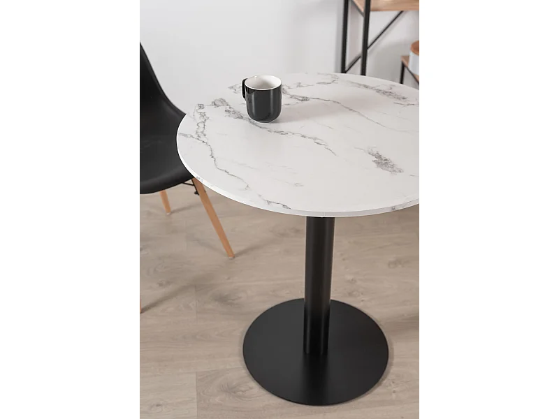 Mesas Auxiliares - Mesa Firro Redonda 70cm Negra - Blanco