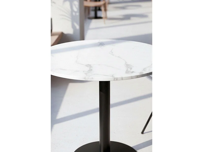 Mesas Bar - Mesa Firro Redonda 70cm Negra - Blanco