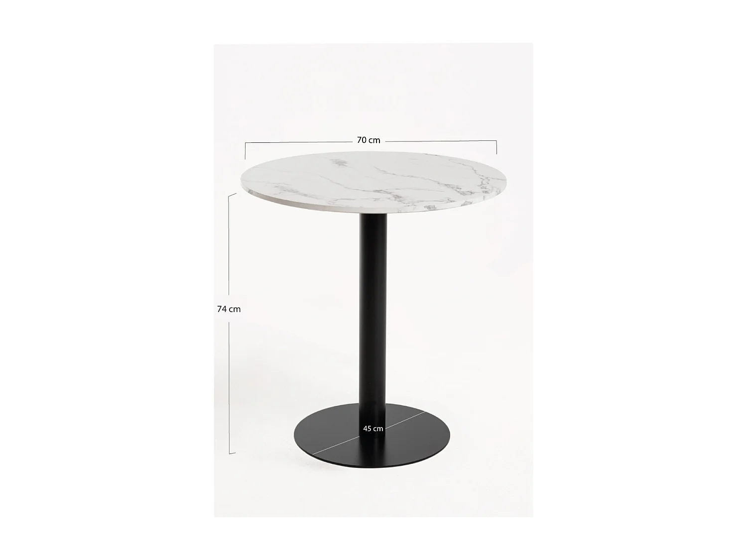 Mesas Bar - Mesa Firro Redonda 70cm Negra - Blanco