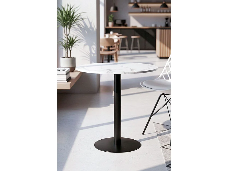 Mesas Bar - Mesa Firro Redonda 70cm Negra - Blanco