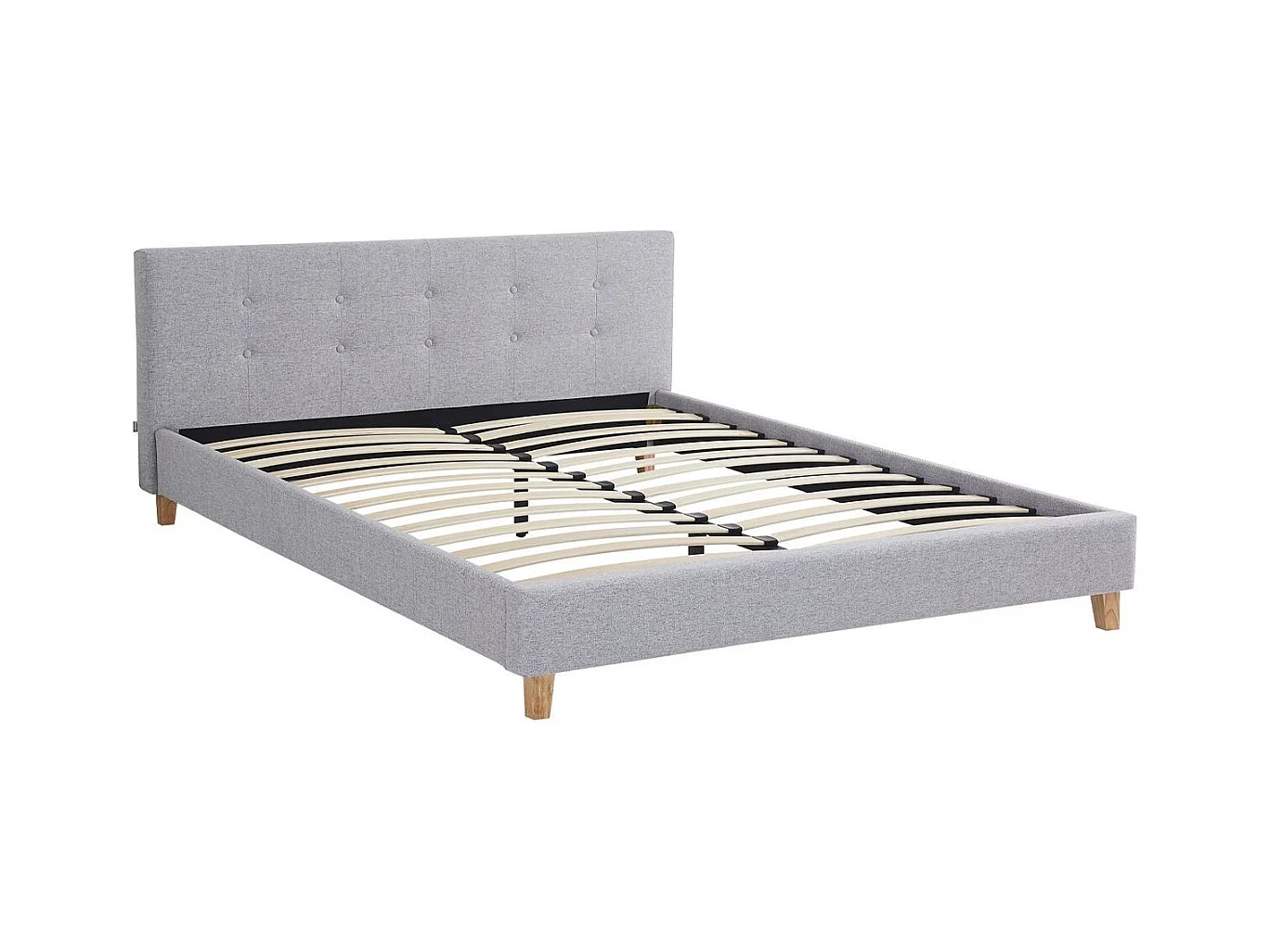 Ensemble Lit adulte 140x190cm avec tête de lit en tissu gris chiné - Milo + Matelas ressorts ensachés - Spring Elite
