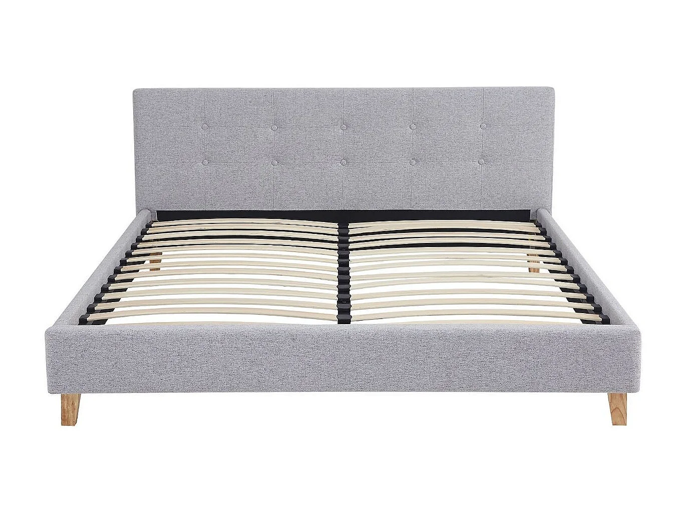 Ensemble Lit adulte 140x190cm avec tête de lit en tissu gris chiné - Milo + Matelas ressorts ensachés - Spring Elite