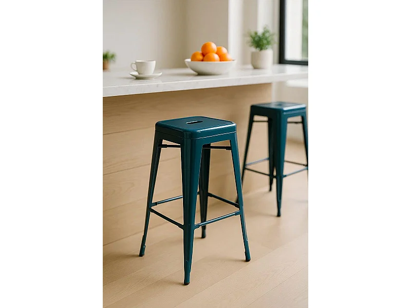Taburetes Bajos - Taburete Torix Bajo - Azul Petróleo