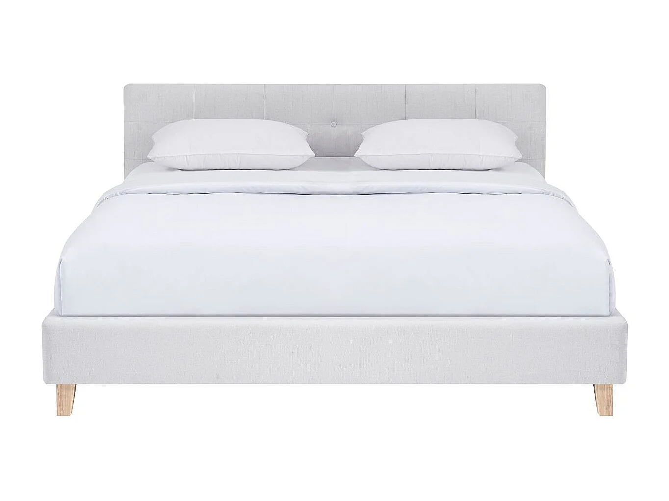 Ensemble Lit adulte 180x200cm avec tête de lit en tissu beige - Milo + Matelas mémoire de forme - Memo HR