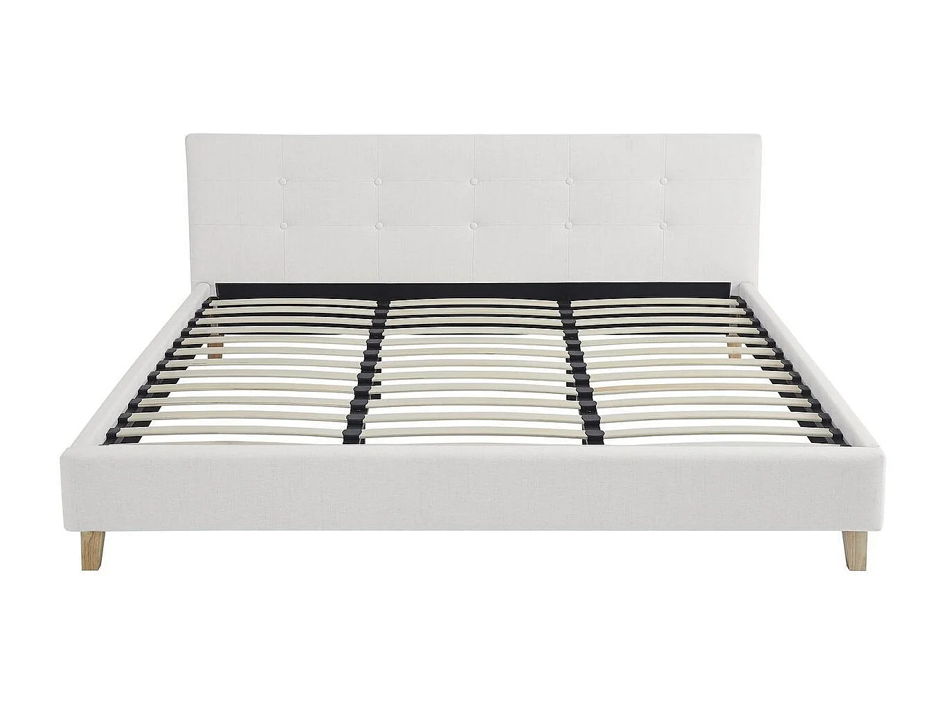 Ensemble Lit adulte 180x200cm avec tête de lit en tissu beige - Milo + Matelas mémoire de forme - Memo HR