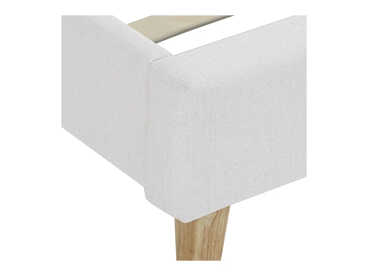 Ensemble Lit adulte 90x190cm avec tête de lit en tissu beige - Milo + Matelas mémoire de forme - Memo HR