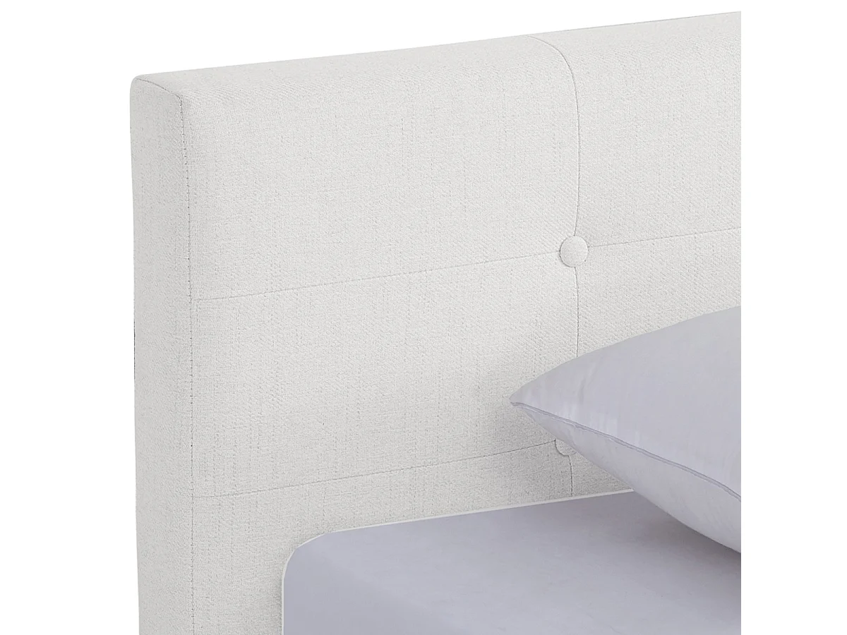 Ensemble Lit adulte 90x190cm avec tête de lit en tissu beige - Milo + Matelas mémoire de forme - Memo HR