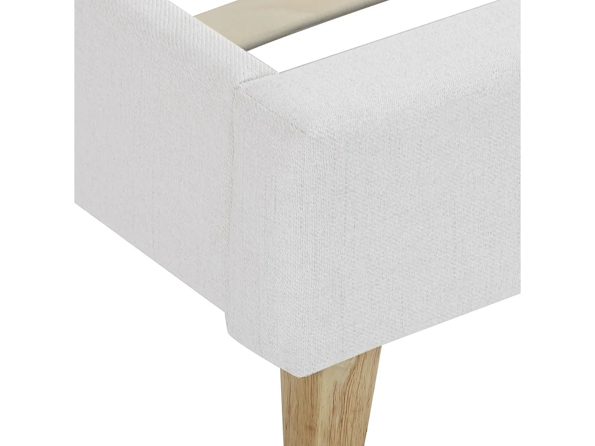 Ensemble Lit adulte 90x190cm avec tête de lit en tissu beige - Milo + Matelas mémoire de forme - Memo HR