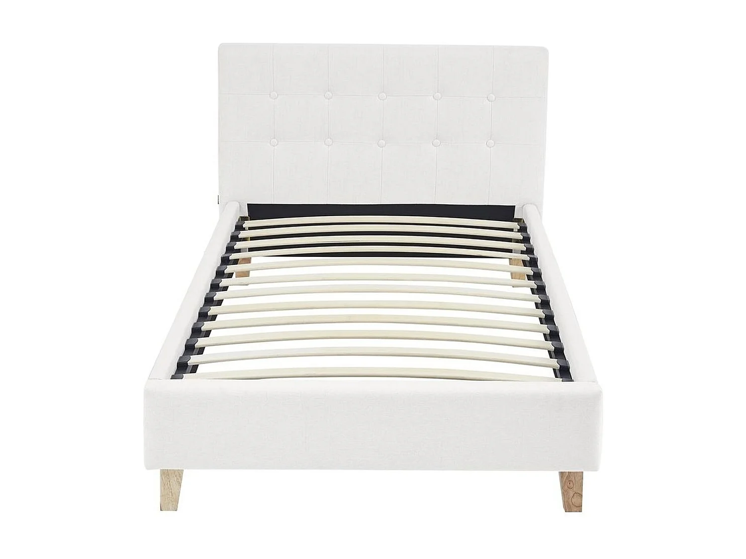 Ensemble Lit adulte 90x190cm avec tête de lit en tissu beige - Milo + Matelas ressorts ensachés - Spring Elite