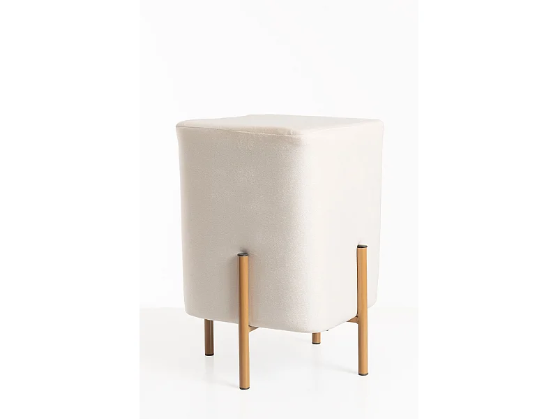 Taburetes Pequeños - Puff Roys Terciopelo - Blanco