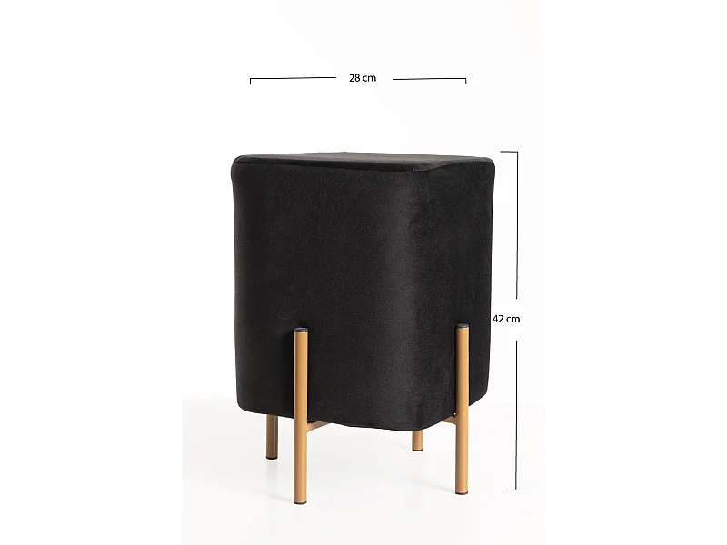 Taburetes Pequeños - Puff Roys Terciopelo - Negro