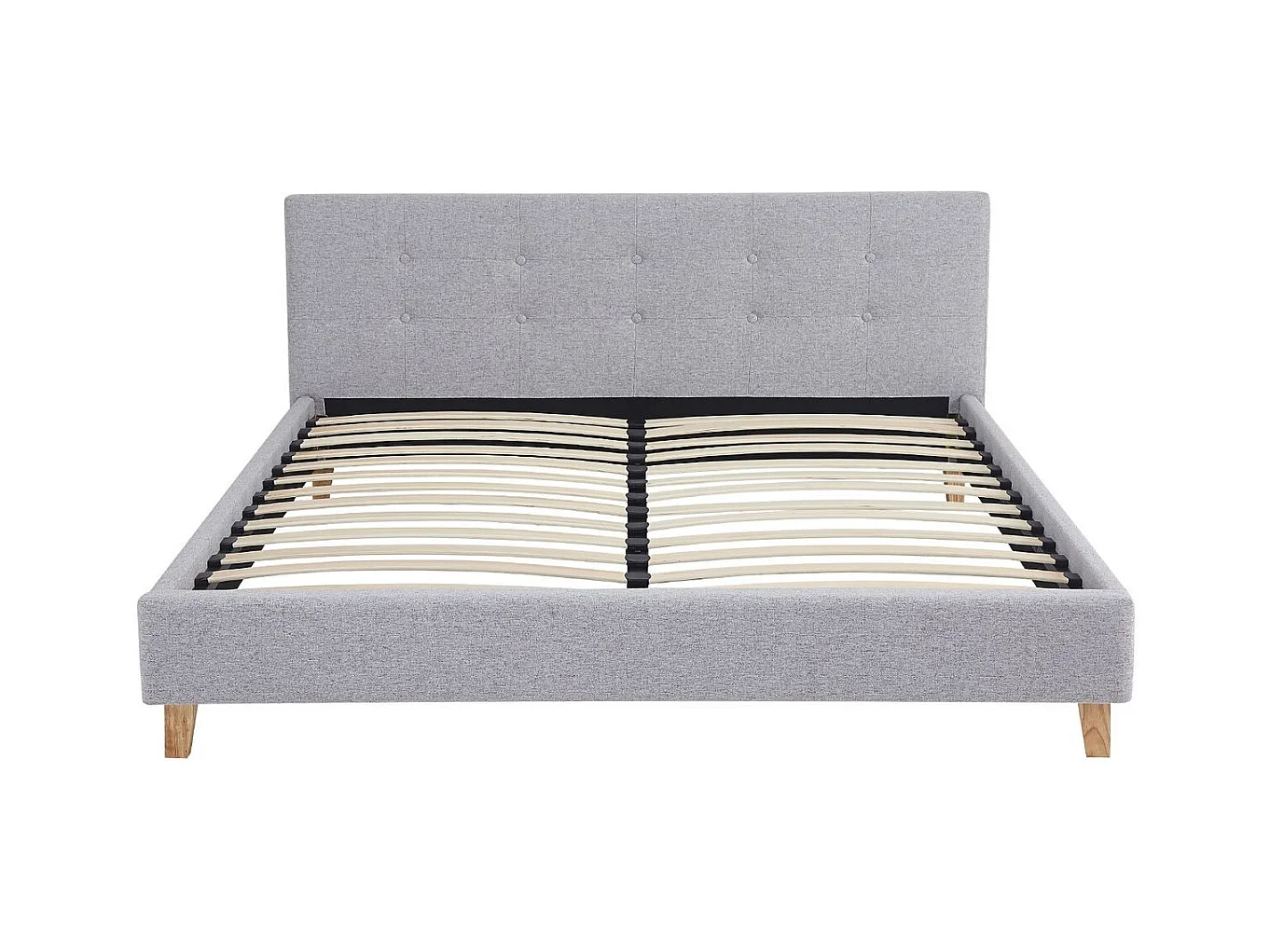 Ensemble Lit adulte 160x200cm avec tête de lit en tissu gris chiné - Milo + Matelas ressorts ensachés - Spring Elite