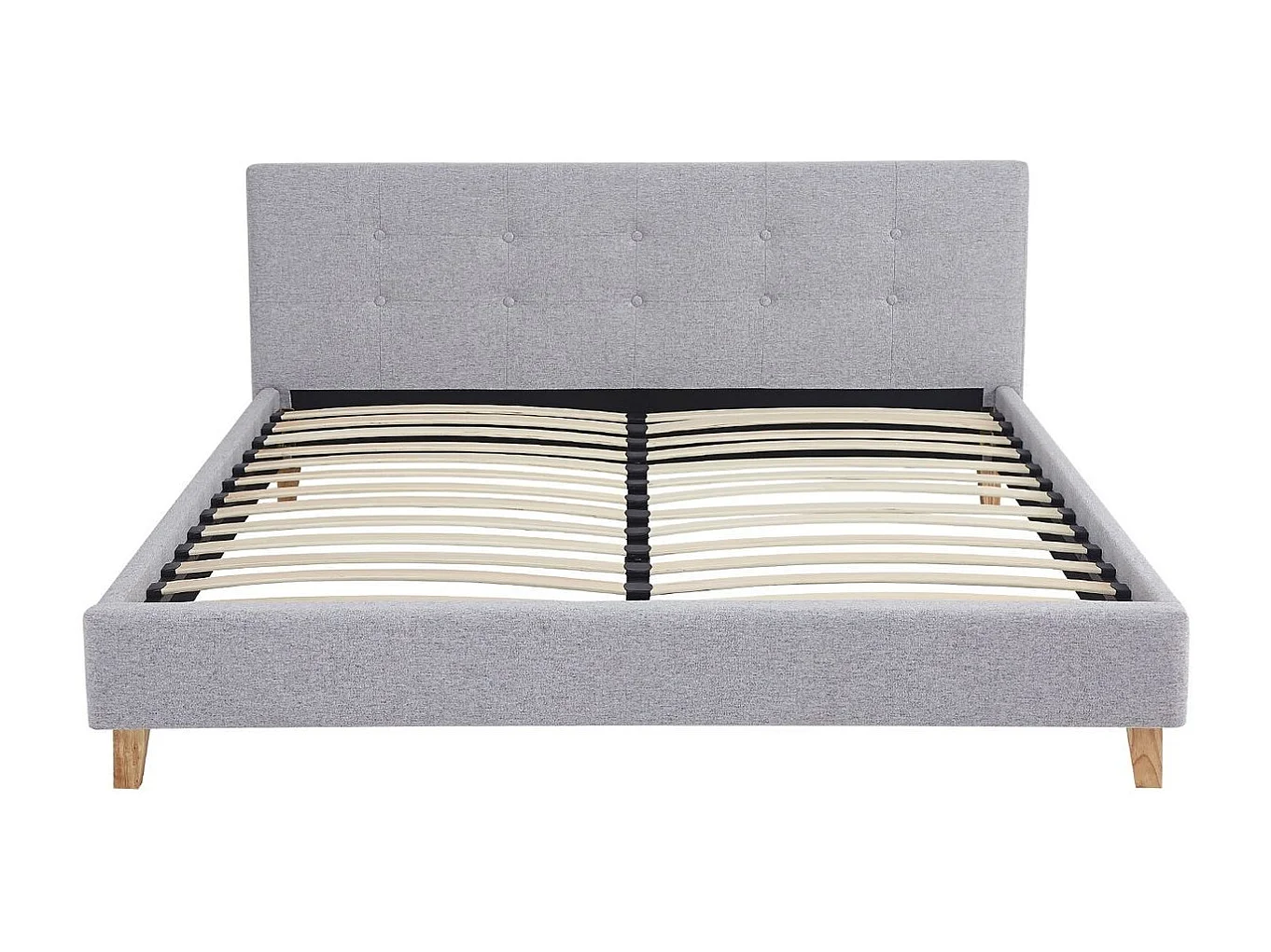 Ensemble Lit adulte 160x200cm avec tête de lit en tissu gris chiné - Milo + Matelas ressorts ensachés - Spring Elite