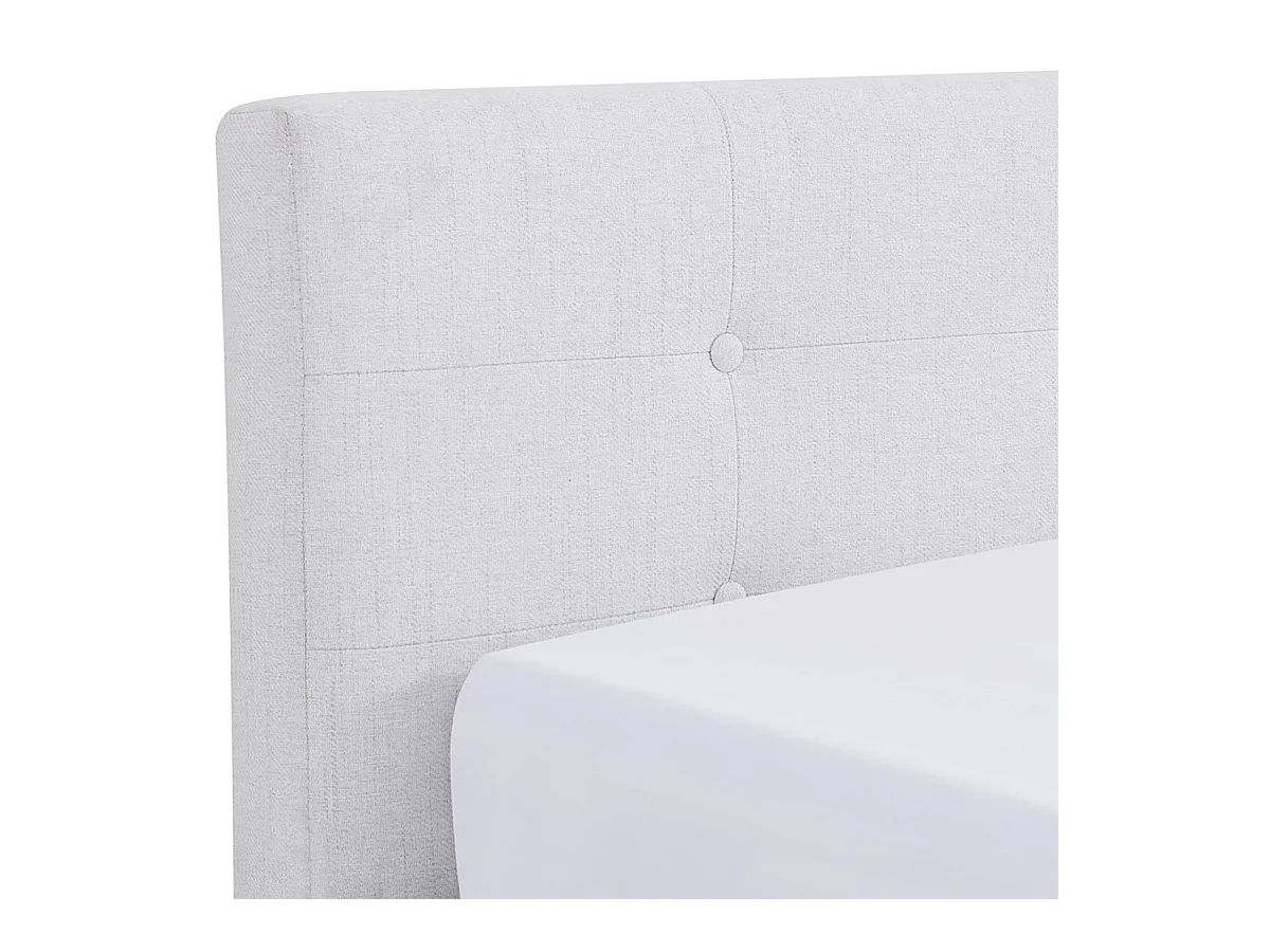 Ensemble Lit adulte 140x190cm avec tête de lit en tissu beige - Milo + Matelas mémoire de forme - Memo HR