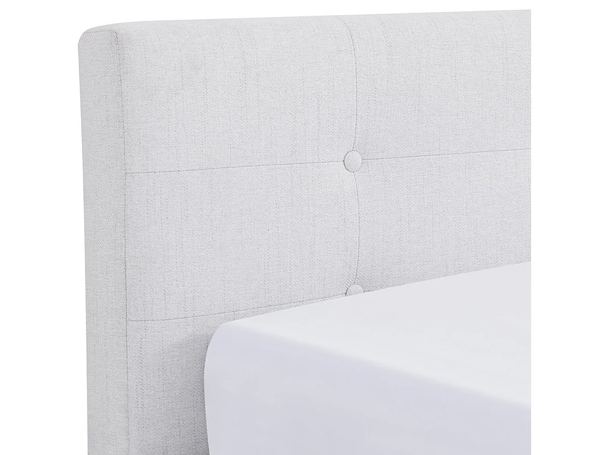 Ensemble Lit adulte 140x190cm avec tête de lit en tissu beige - Milo + Matelas mémoire de forme - Memo HR