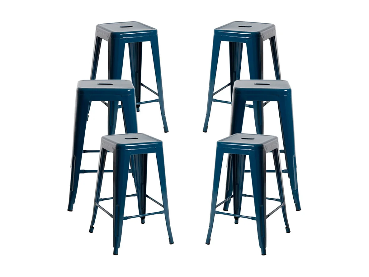 Lote de 6 Taburetes Torix Bajos - Azul Petróleo