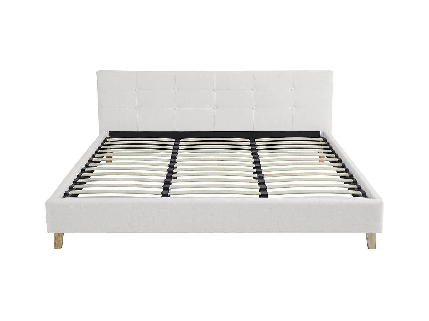 Ensemble Lit adulte 180x200cm avec tête de lit en tissu beige - Milo + Matelas ressorts ensachés - Spring Elite