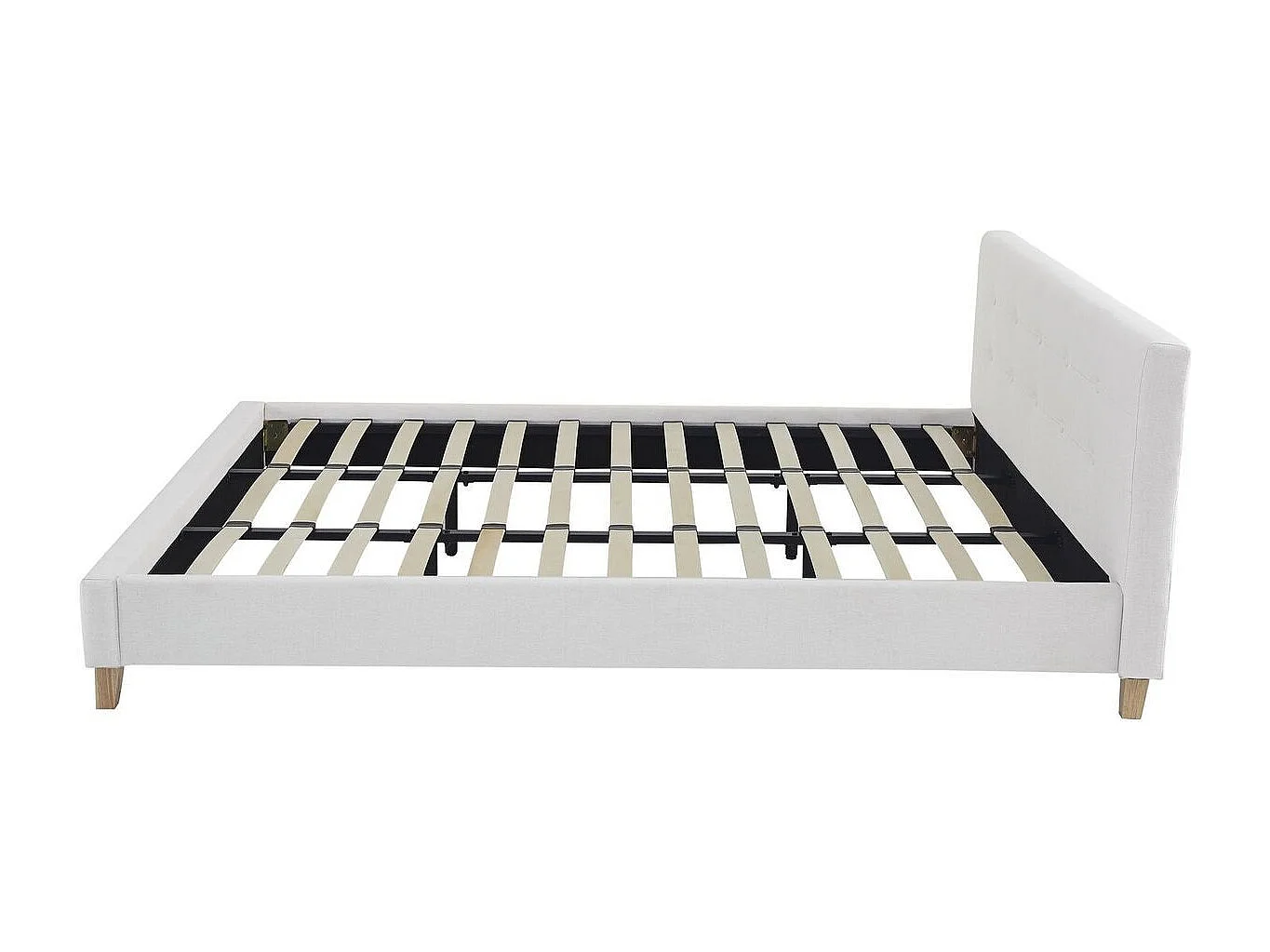 Ensemble Lit adulte 180x200cm avec tête de lit en tissu beige - Milo + Matelas ressorts ensachés - Spring Elite