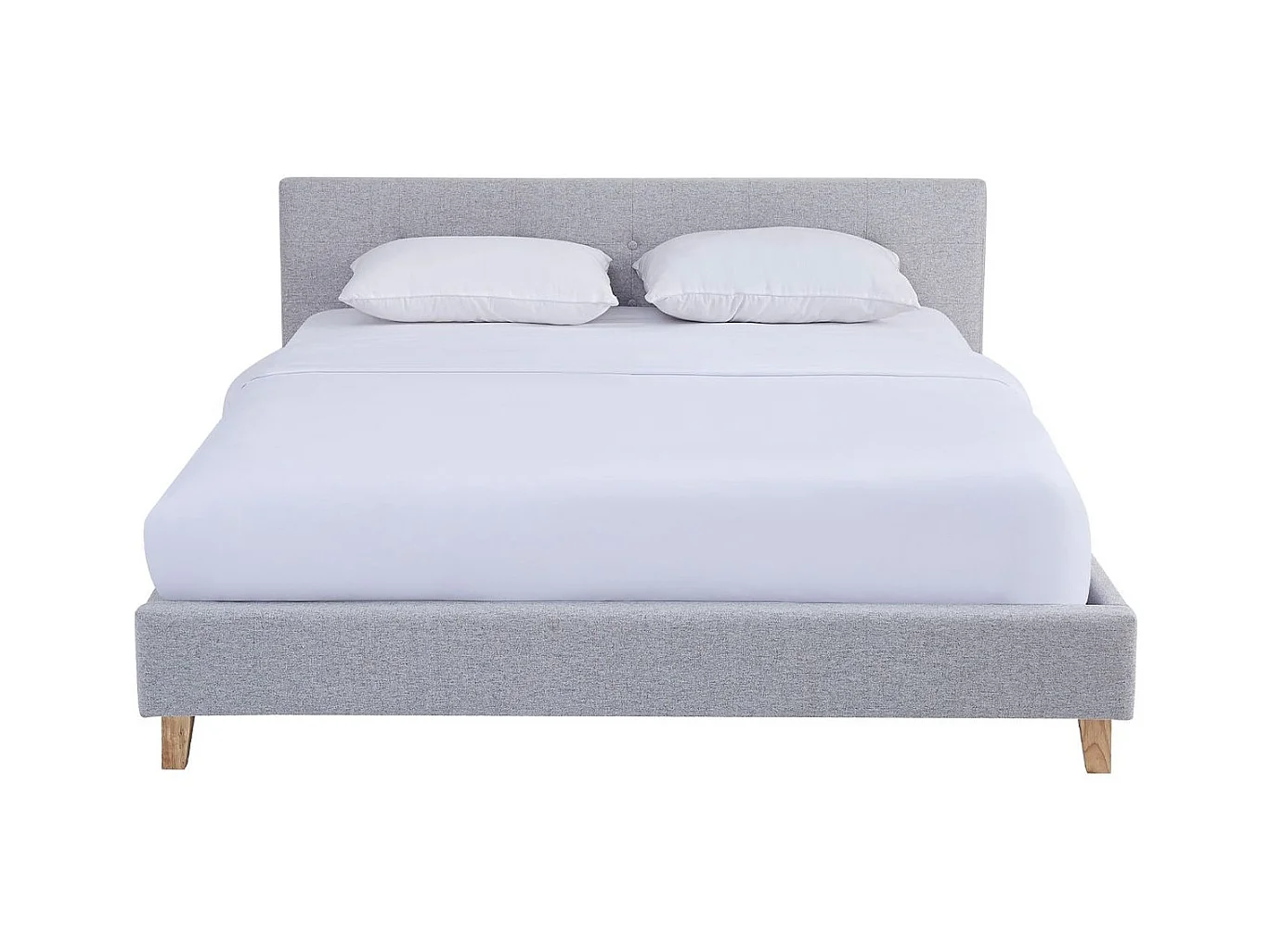 Ensemble Lit adulte 160x200cm avec tête de lit en tissu gris chiné - Milo + Matelas mémoire de forme - Memo HR