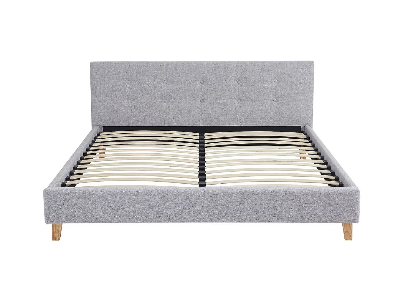 Ensemble Lit adulte 160x200cm avec tête de lit en tissu gris chiné - Milo + Matelas mémoire de forme - Memo HR