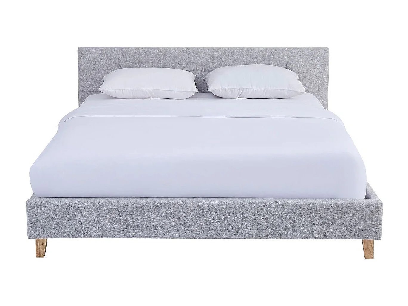 Ensemble Lit adulte 160x200cm avec tête de lit en tissu gris chiné - Milo + Matelas mémoire de forme - Memo HR