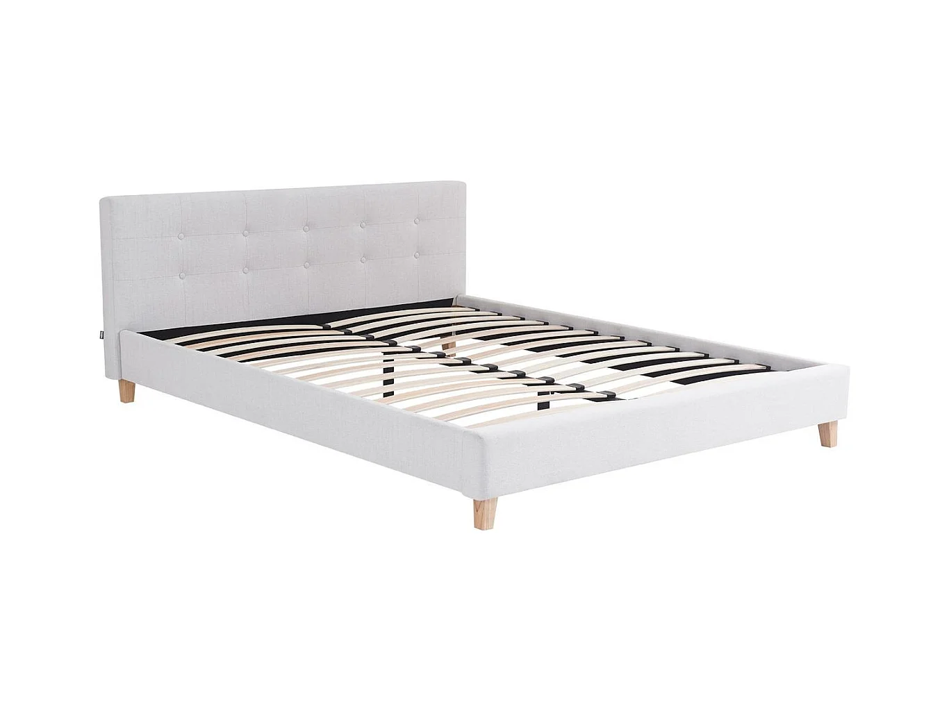 Ensemble Lit adulte 160x200cm avec tête de lit en tissu beige - Milo + Matelas ressorts ensachés - Spring Elite