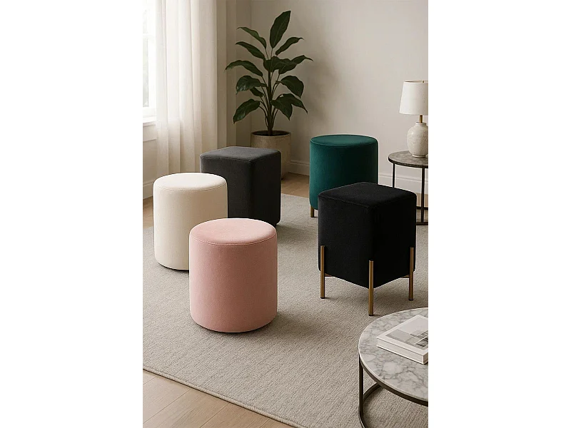 Taburetes Pequeños - Puff Laty Terciopelo - Rosa