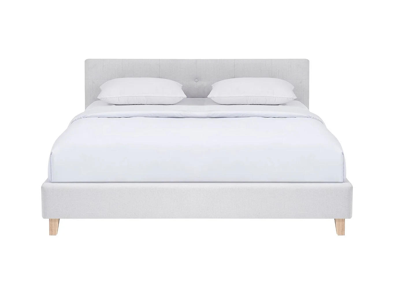 Ensemble Lit adulte 160x200cm avec tête de lit en tissu beige - Milo + Matelas mémoire de forme - Memo HR