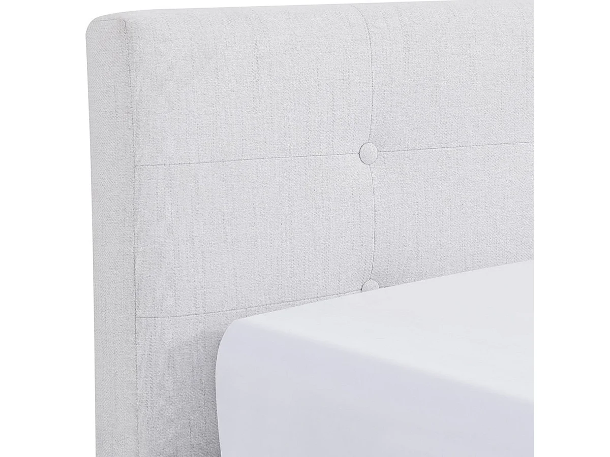 Ensemble Lit adulte 160x200cm avec tête de lit en tissu beige - Milo + Matelas mémoire de forme - Memo HR