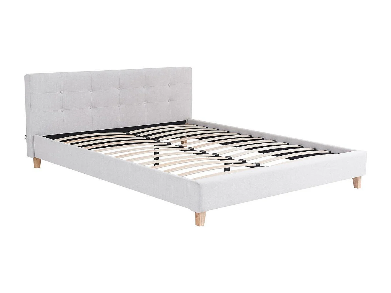 Ensemble Lit adulte 140x190cm avec tête de lit en tissu beige - Milo + Matelas ressorts ensachés - Spring Elite